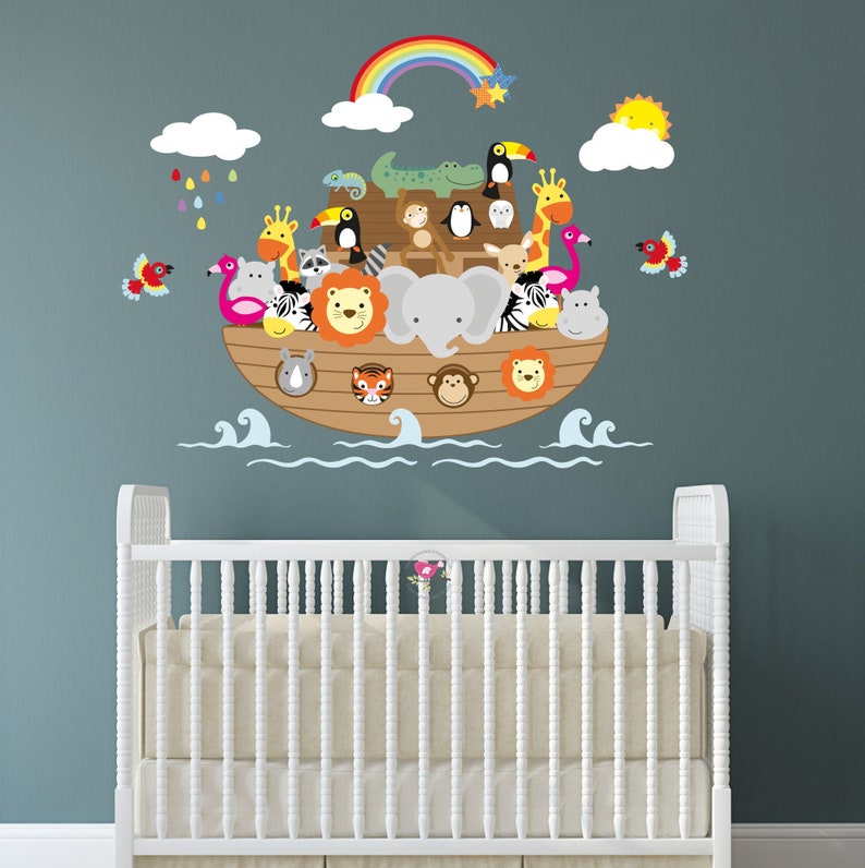 Noahs Ark Decal Jungle Animal Wall Stickers Bible Nursery Etsy UK