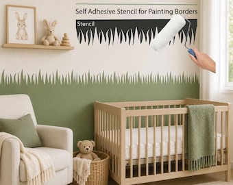 Grass Border Adhesive Stencil: Nursery Room Decor