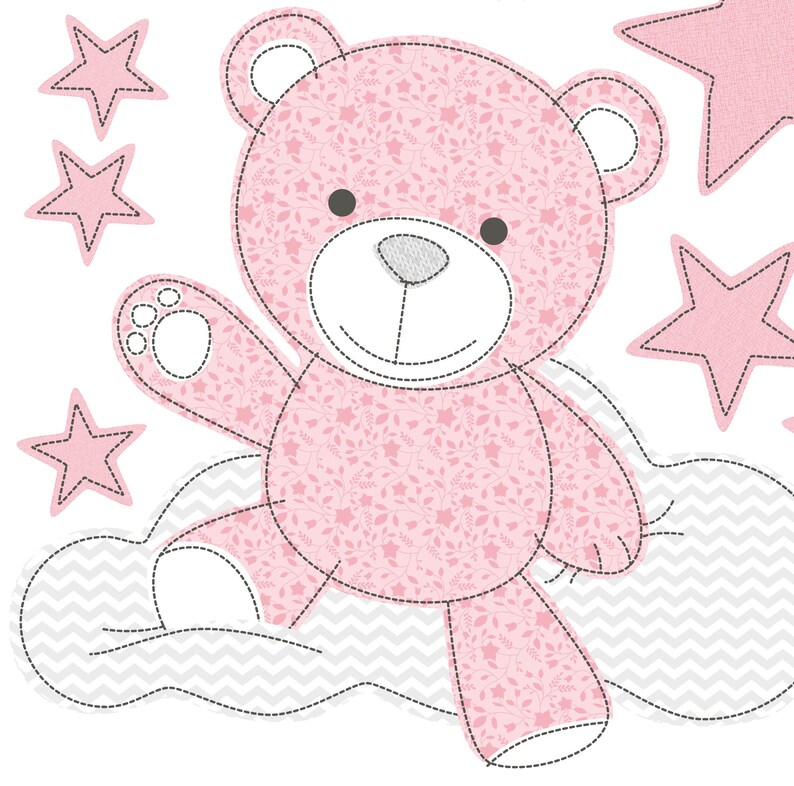 Teddy Bear Decal Nursery Wall Stickers Stars Clouds and Moon Etsy