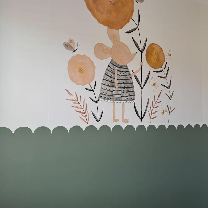 Plantilla adhesiva con borde festoneado: decoración para habitación infantil, borde de arco pintado, plantilla adhesiva de pared removible, decoración para dormitorio de niños y niñas imagen 9