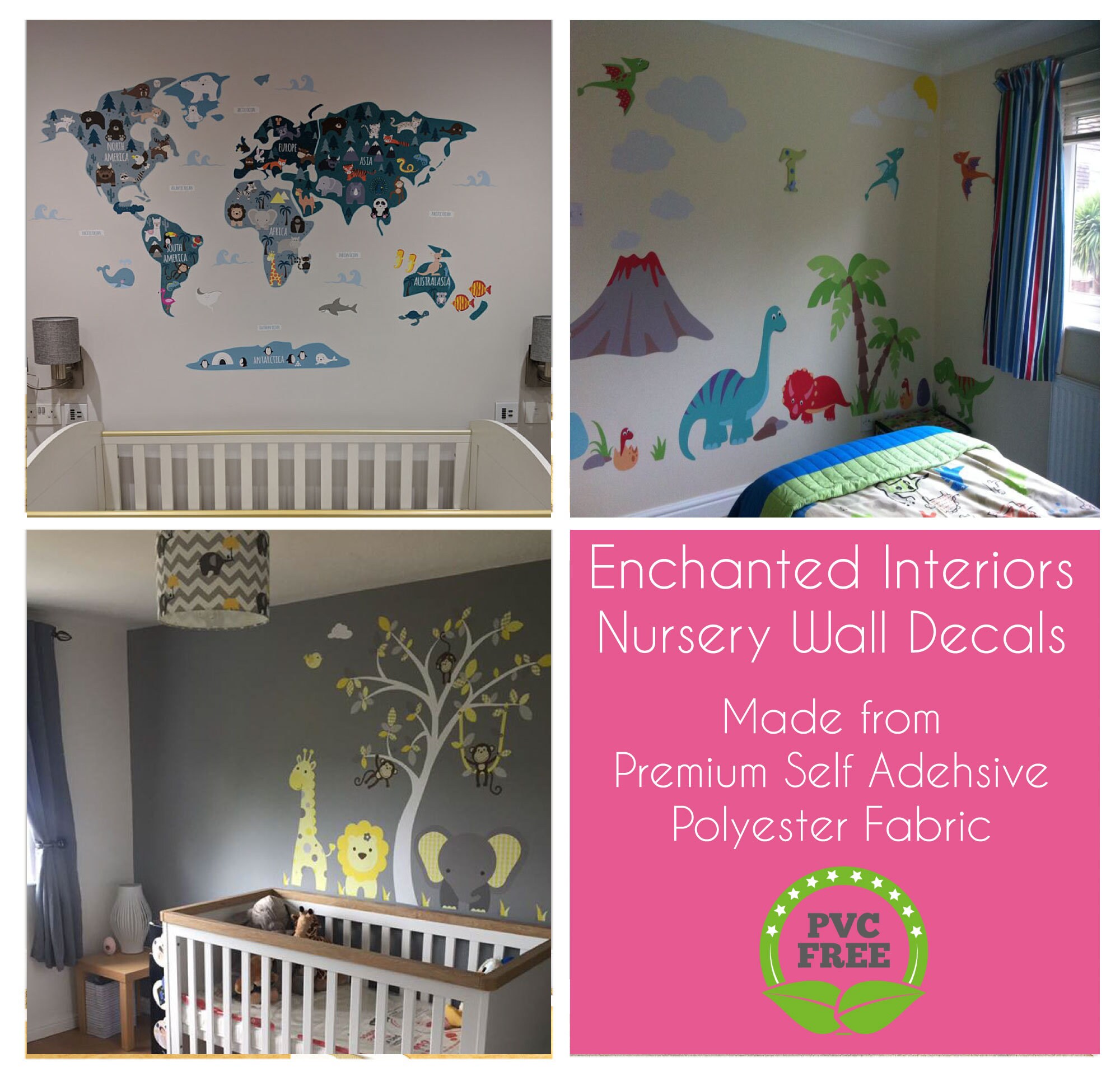 Hot Air Balloon Decal and Jungle Animal Wall Stickers. Neutral Baby ...