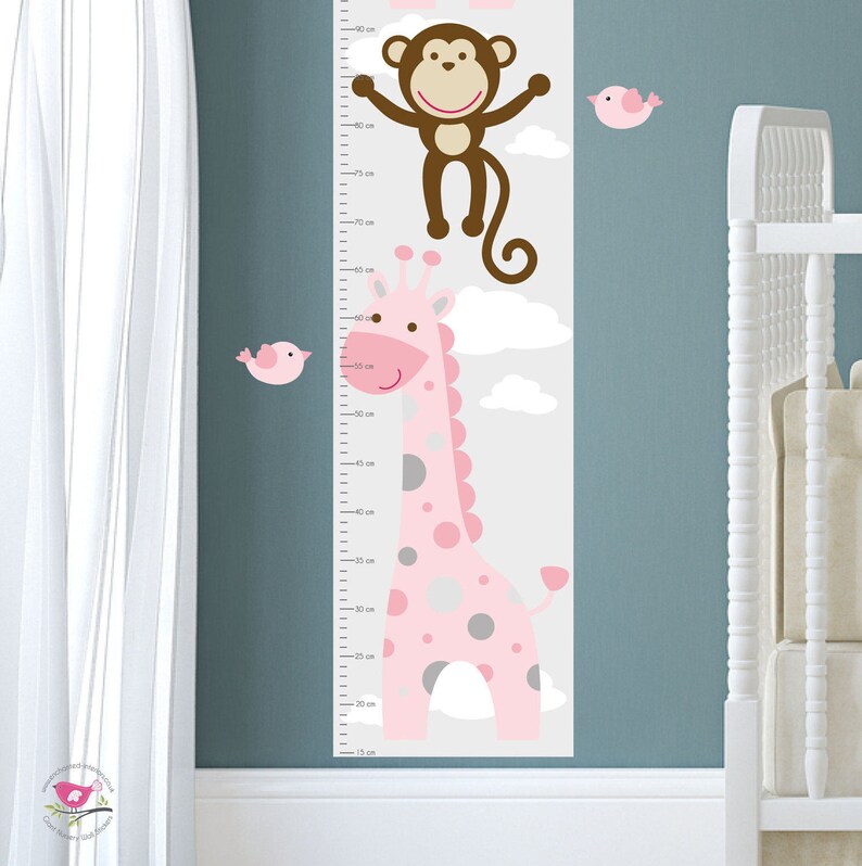 Safari Wall Stickers Pink and Grey Elephant Nursery. Giraffe Etsy