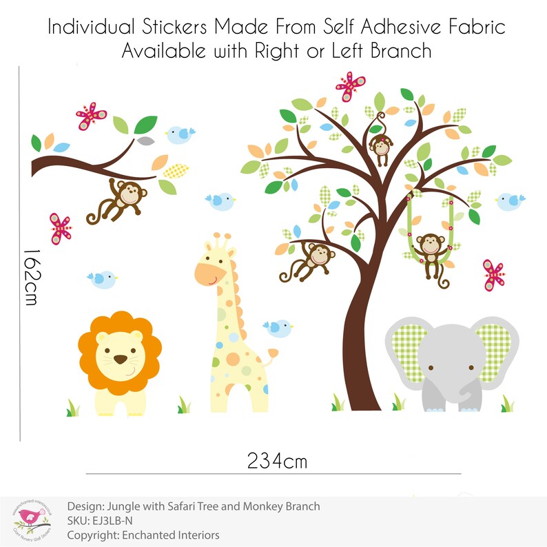 Large Safari Wall Stickers Jungle Animal Nursery Gender Etsy Canada