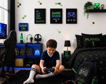 Pixel Border Wall Decals: Gaming Room Decor, Retro Block Design