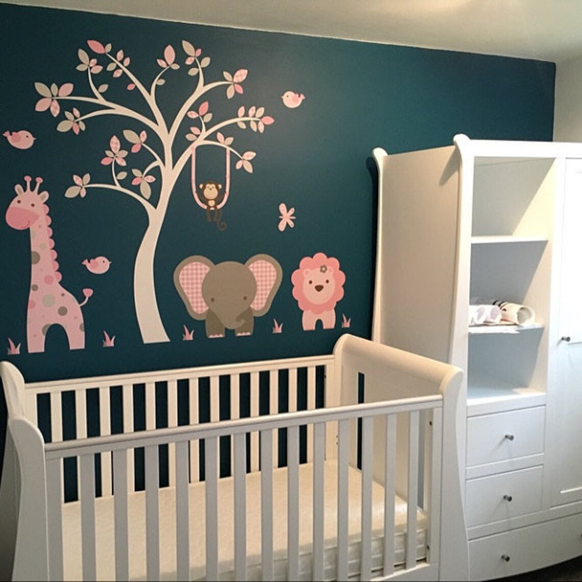 Jungle Decal Baby Girls Safari Wall Stickers Blush Pink y Etsy