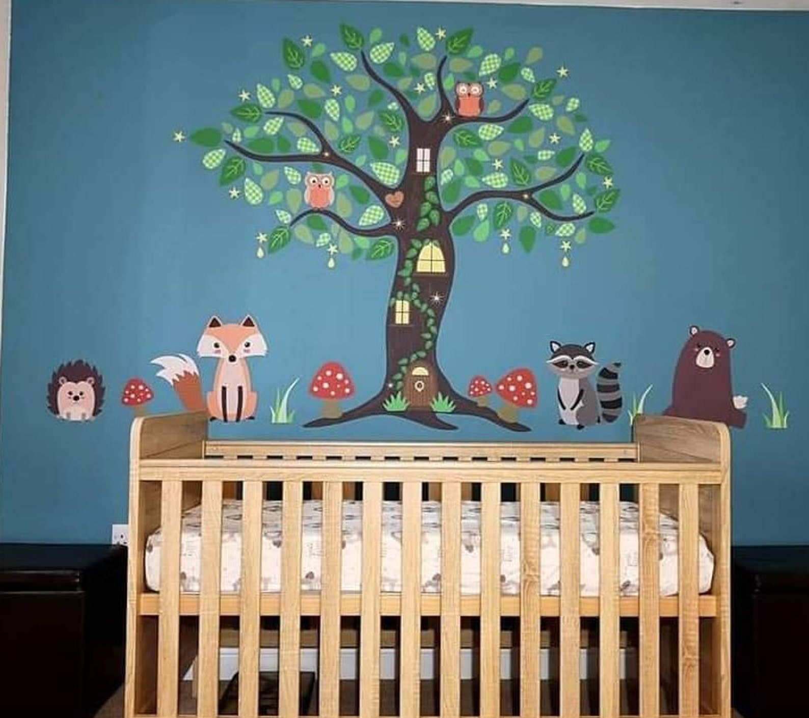 Enchanted Forest Decal Woodland Wall Stickers Around an Owl Etsy