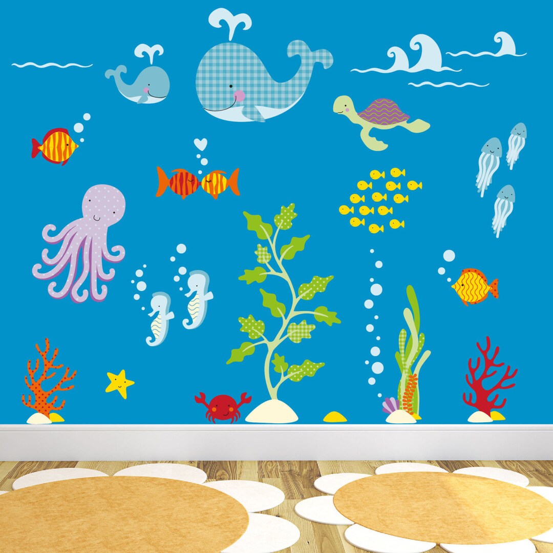 Ocean Decal Under the Sea Creatures Sea Life Wall Stickers Etsy