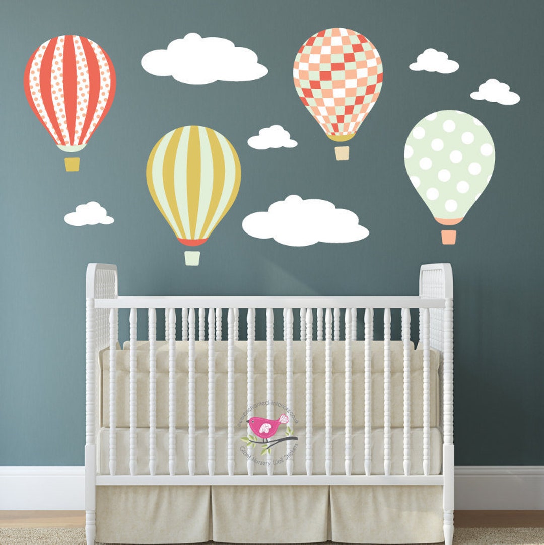 Unisex Hot Air Balloon Wall Stickers, Kids Decal, Baby Decor Nursery ...