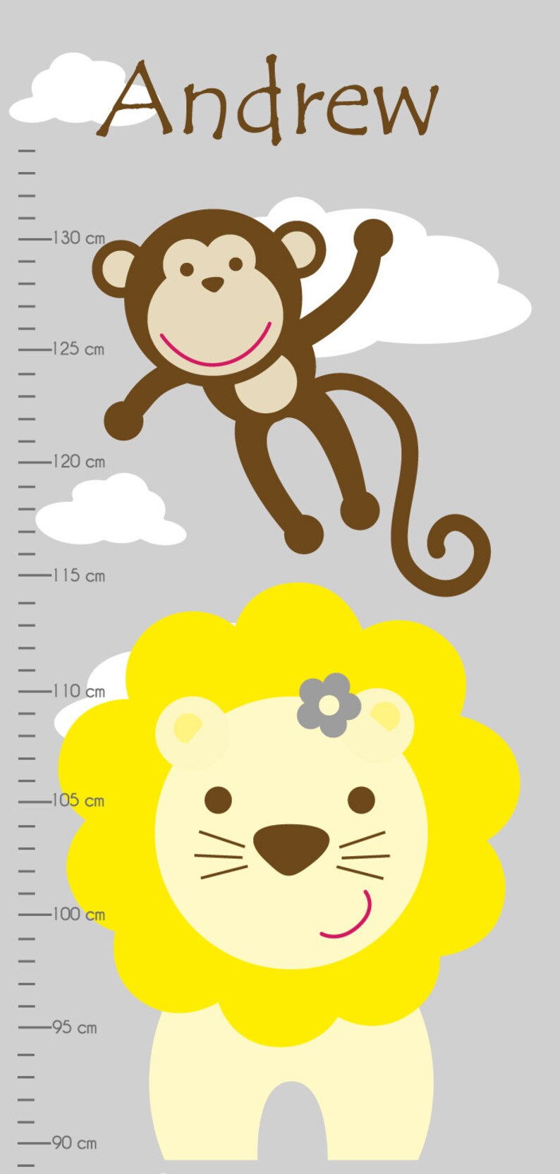 Growth Chart Decal Jungle Height Chart Personalized for Etsy