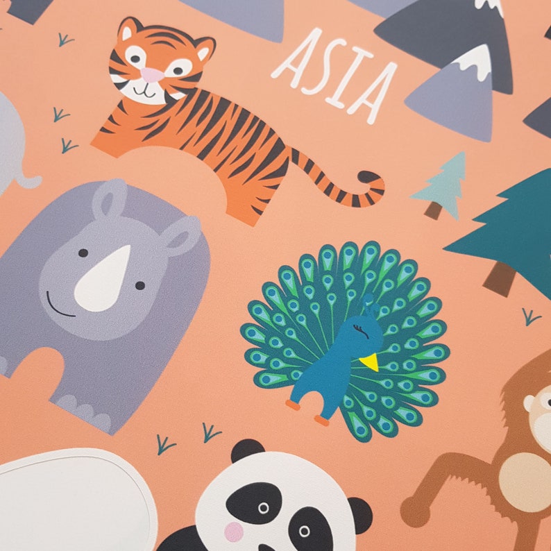 Kids World Map Wall Stickers Educational Nursery Decals Etsy UK