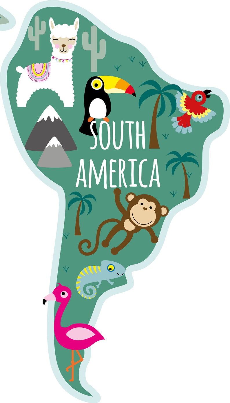 Childrens World Map Decal Educational Kids Wall Sticker Etsy