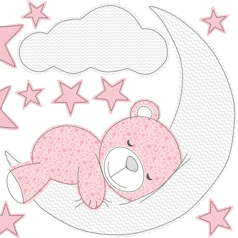 Teddy Bear Decal Nursery Wall Stickers Stars Clouds and Moon Etsy