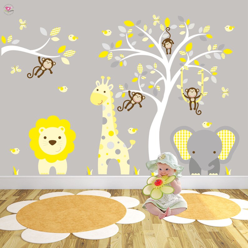 Safari Decals Unisex Jungle Theme Wall Stickers Yellow & Etsy UK