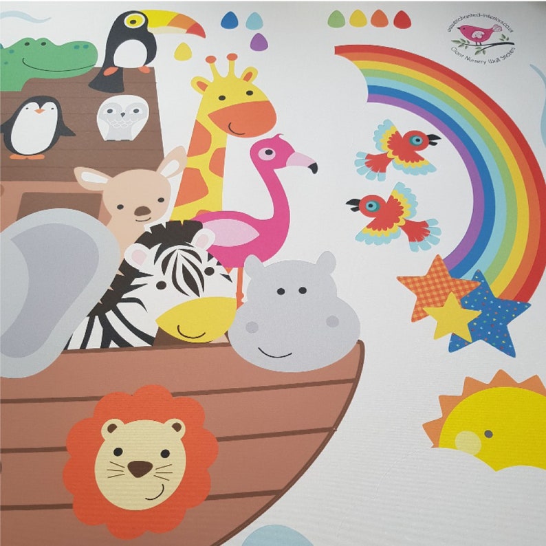 Noahs Ark Decal Jungle Animal Wall Stickers Bible Nursery Etsy