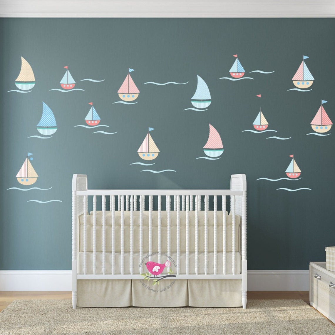 Sailing Boat Wall Decals Nautical Nursery Baby Decor Wall Etsy
