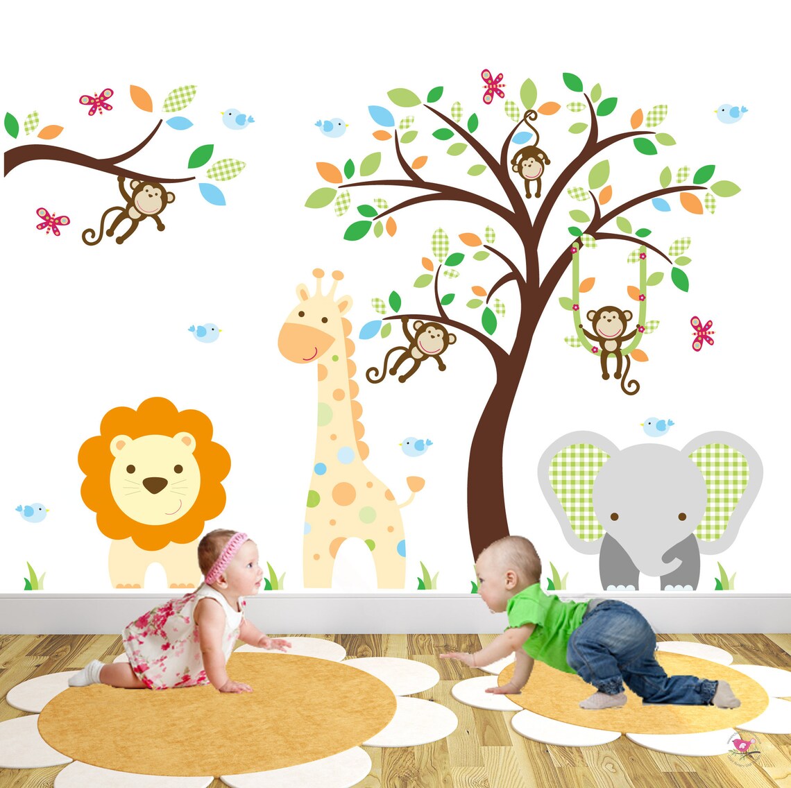 Large Safari Wall Stickers Jungle Animal Nursery Gender Etsy Canada