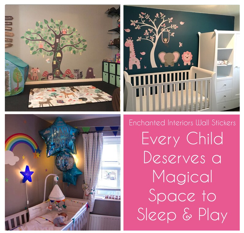 Safari Wall Stickers Pink and Grey Elephant Nursery. Giraffe Etsy UK