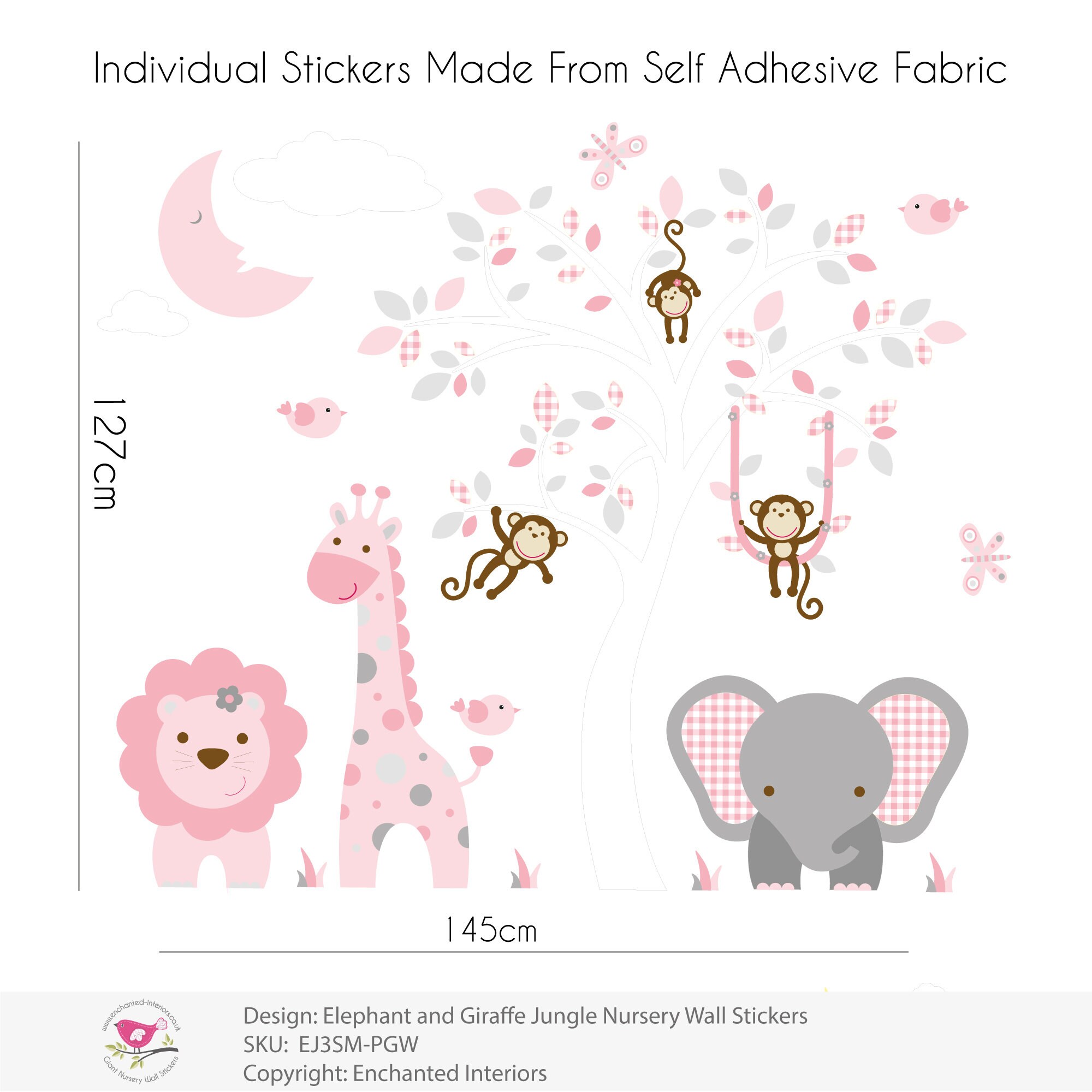 Safari Decal Jungle Wall Stickers Girls Baby Pink and Grey Etsy