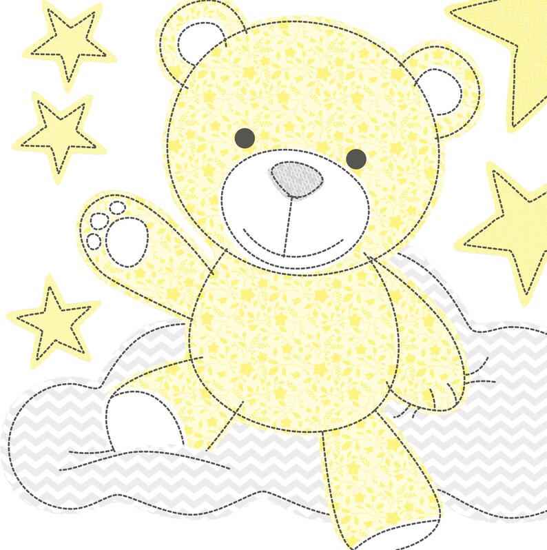 Teddy Bear Decal Nursery Wall Stickers Stars Clouds and Moon Etsy
