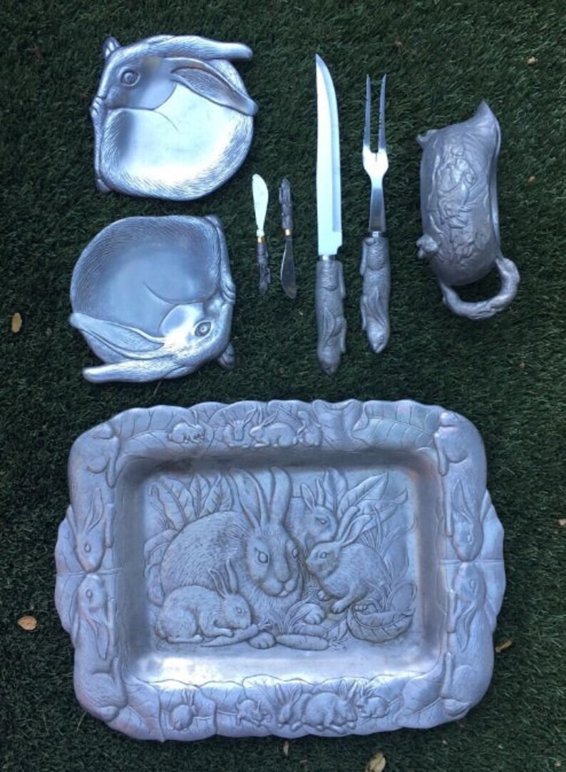 Arthur Court Rabbit Serving Set 8 Pieces - Etsy