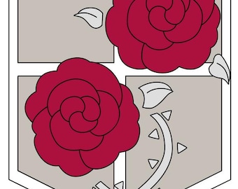 Rose Backpatch Attack on Titan - Back Patch (28cm) & 3 small Front Pocket Arm Logos (printed) Cosplay Costume Patch.. Printed  Costume ..