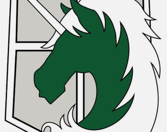 Printed  Attack on Titan - Horse Back Patch (28cm) & 3 small Front Pocket Arm Logos (printed) Cosplay Costume Patch.. Printed  Costume ..