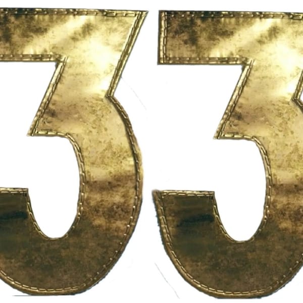 Fallout 33 - Vault Suit Numbers Cosplay Costume Patch  (Printed / Fake Metallic Looking) 21cm tall