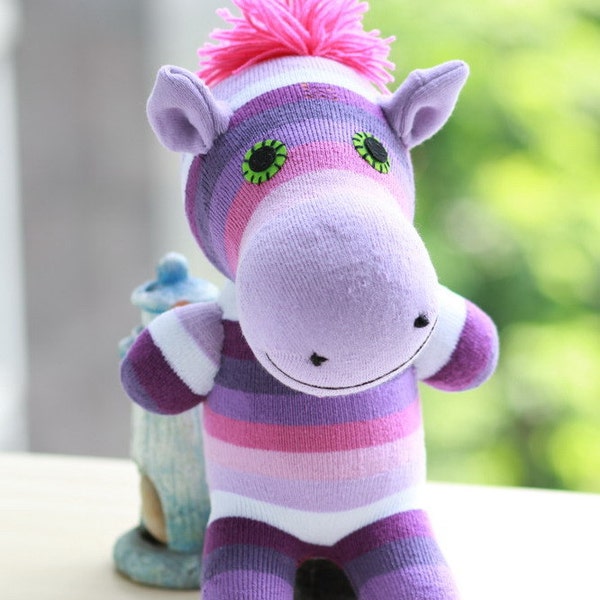 Zebra  Animal Gift Cute Plush Toy Zebra Kawaii Plushie  Purple stripes  Zebra Snuggly Cuddly  11x8 Inches (3,1)