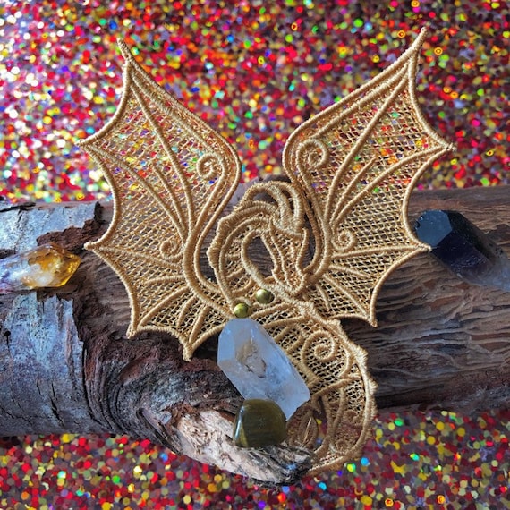 Embroidered Lace Dragon Applique with moving wings