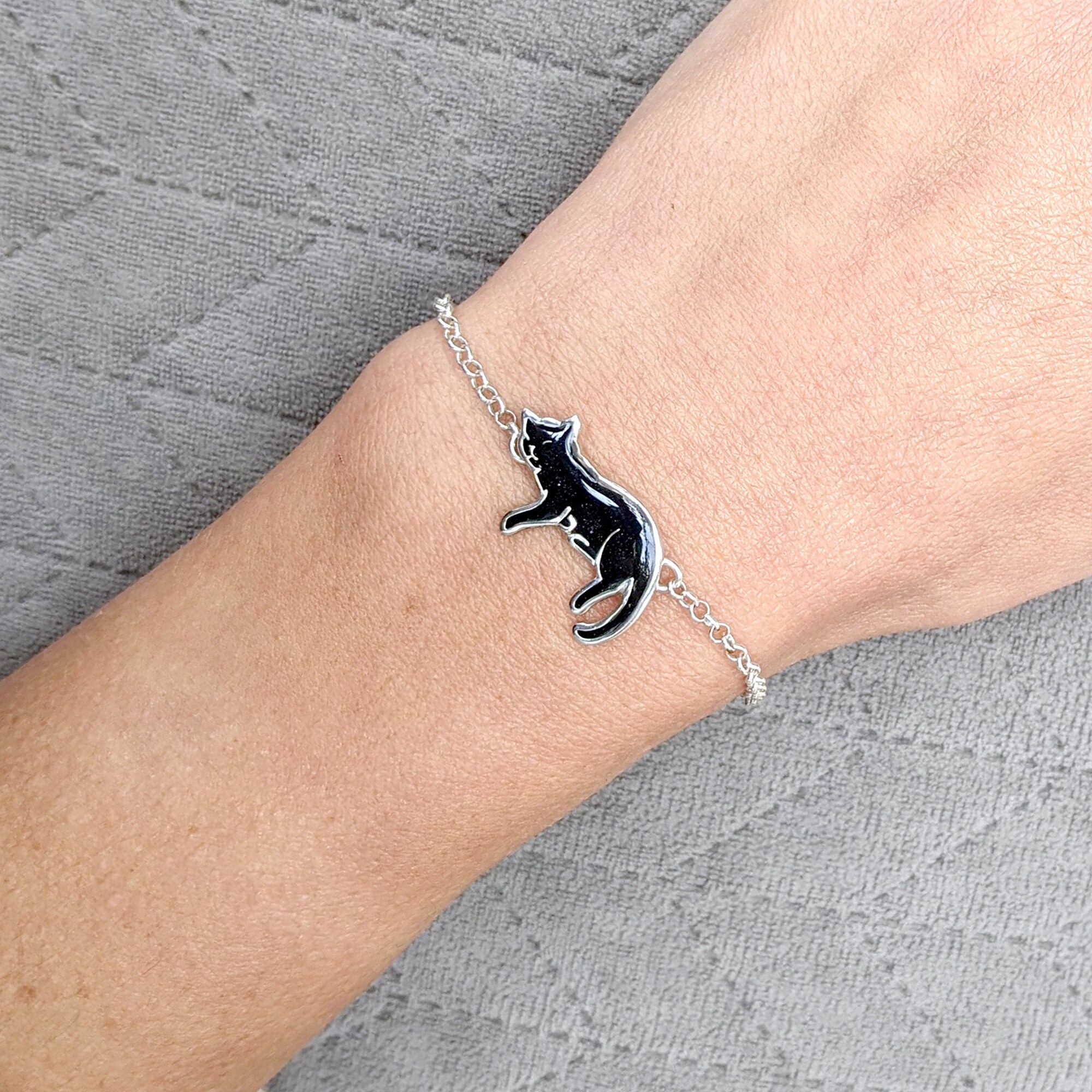 Black Cat Bracelet Handmade Present for Her Sterling Silver Sleeping Cat Jewelry for Women Cat Lovers Gift Gift for Cat Parents Etsy UK