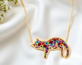 Sleeping Cat Necklace: Handmade Polymer Clay Pendant, Gold Plated