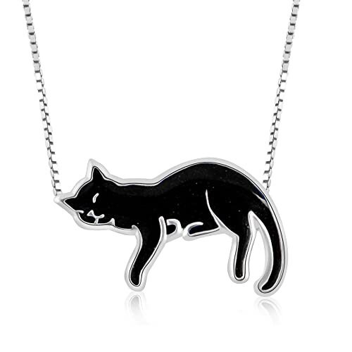 Cat Necklace Engraving Pendant Sterling Silver Gold & Etsy