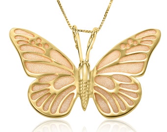 Gold Plated Sterling Silver Butterfly Necklace: Polymer Clay Pearl Pendant