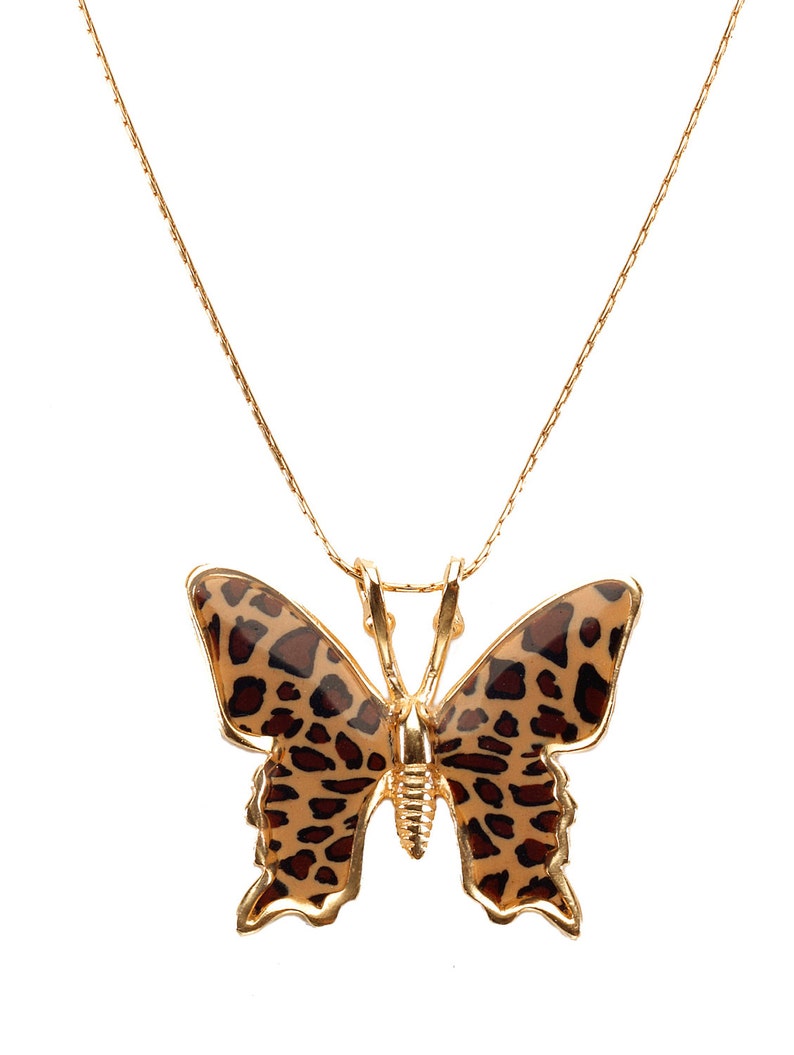 Butterfly Charm Necklace Gold Plated Silver Pendant With Etsy