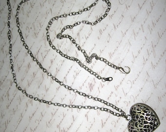 Filigree Heart Locket Necklace