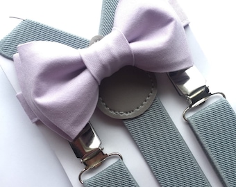 Boys Lilac Bow Tie and Suspenders Sets. Adults/Kids