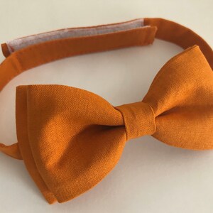 Burnt Orange Thanksgiving Bow Tie Set/ Two Piece Set. Adults/ Kids. Tan Leather Suspenders. image 5
