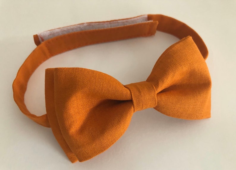 Burnt Orange Thanksgiving Bow Tie Set/ Two Piece Set. Adults/ Kids. Tan Leather Suspenders. image 5