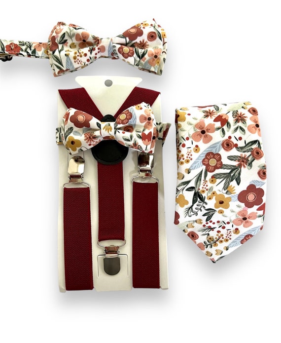 floral tie and suspenders