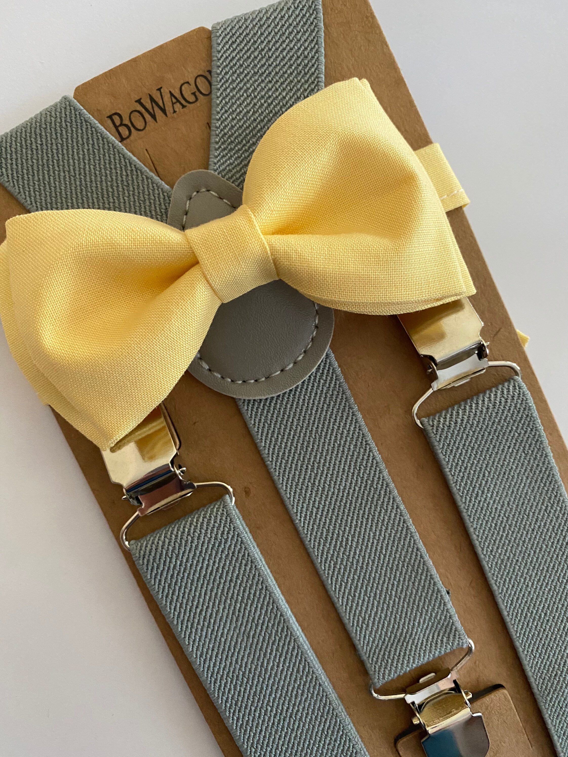 Boys Yellow Bow Tie and Grey Suspenders Sets. Adults/Kids Etsy