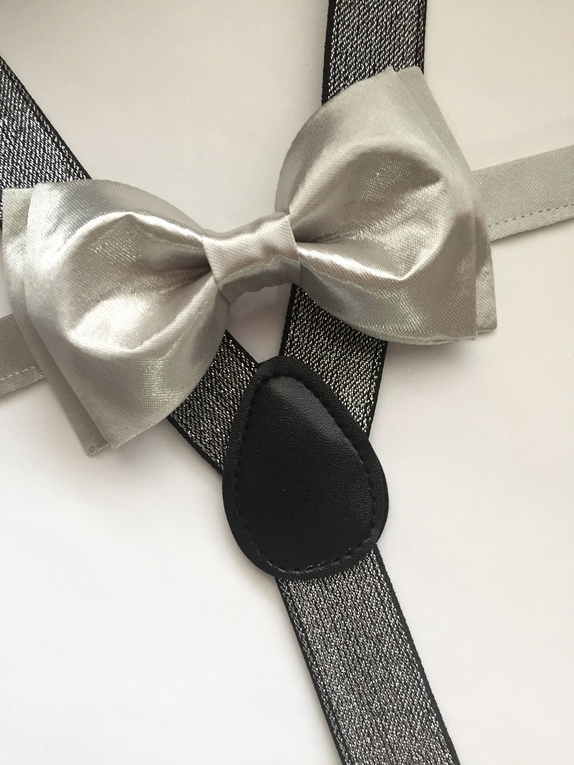 sparkly silver bow tie