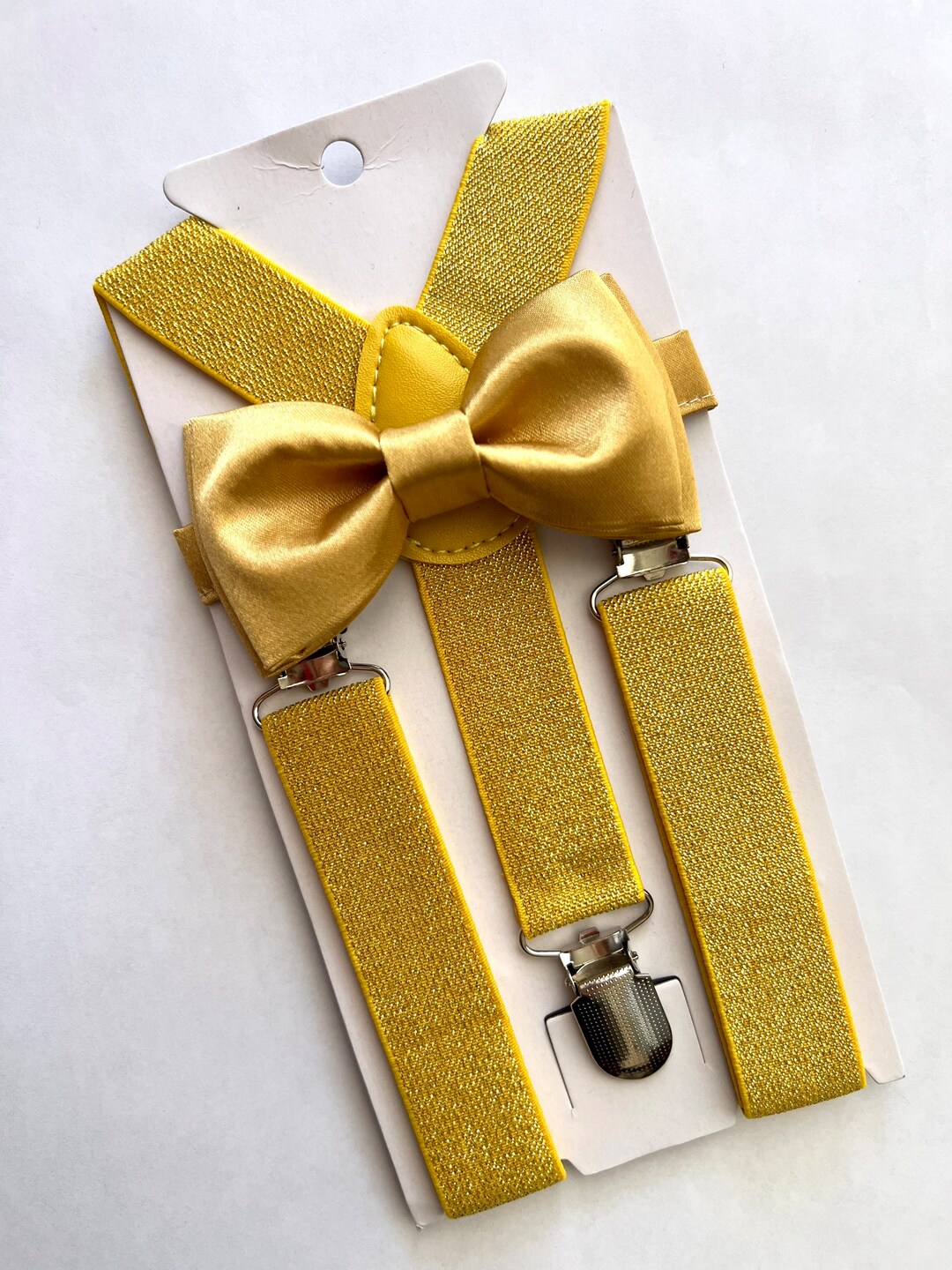 thumbnail image 2 of COOOL Metallic White Glitter Suspenders & Bow Tie Set – One Size, Wedding & Prom 2 of 5