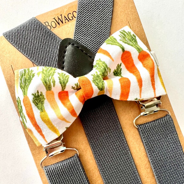 Easter Bow Tie and Dark Grey Suspenders Sets. Carrots Easter Bow Tie Adults/Kids Easter bow tie.