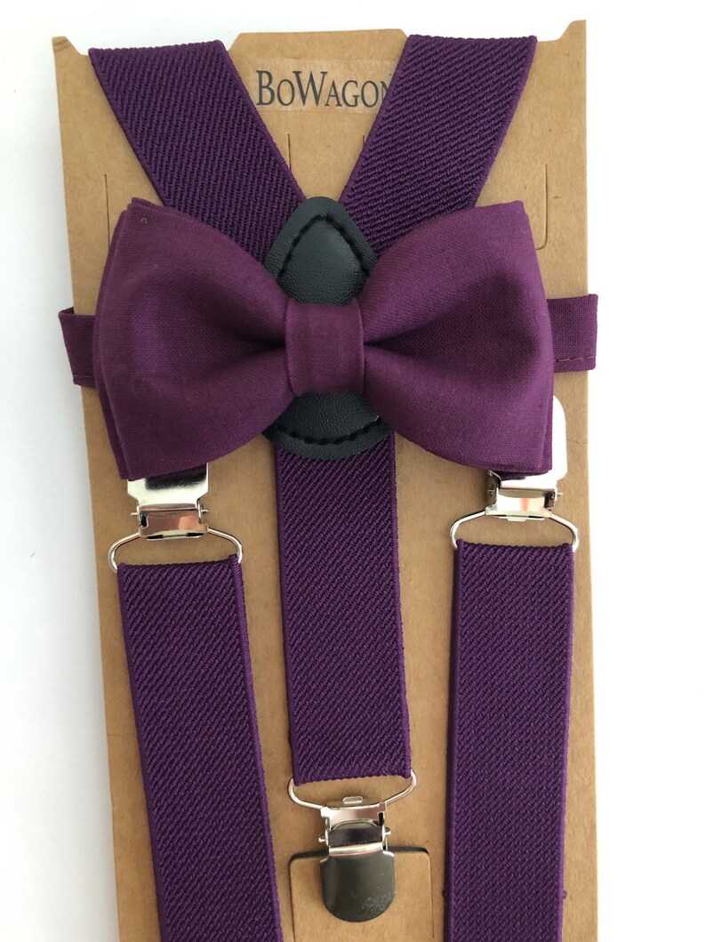 Eggplant Purple Bow Tie and Purple Suspenders Set. Adults/Kids Etsy