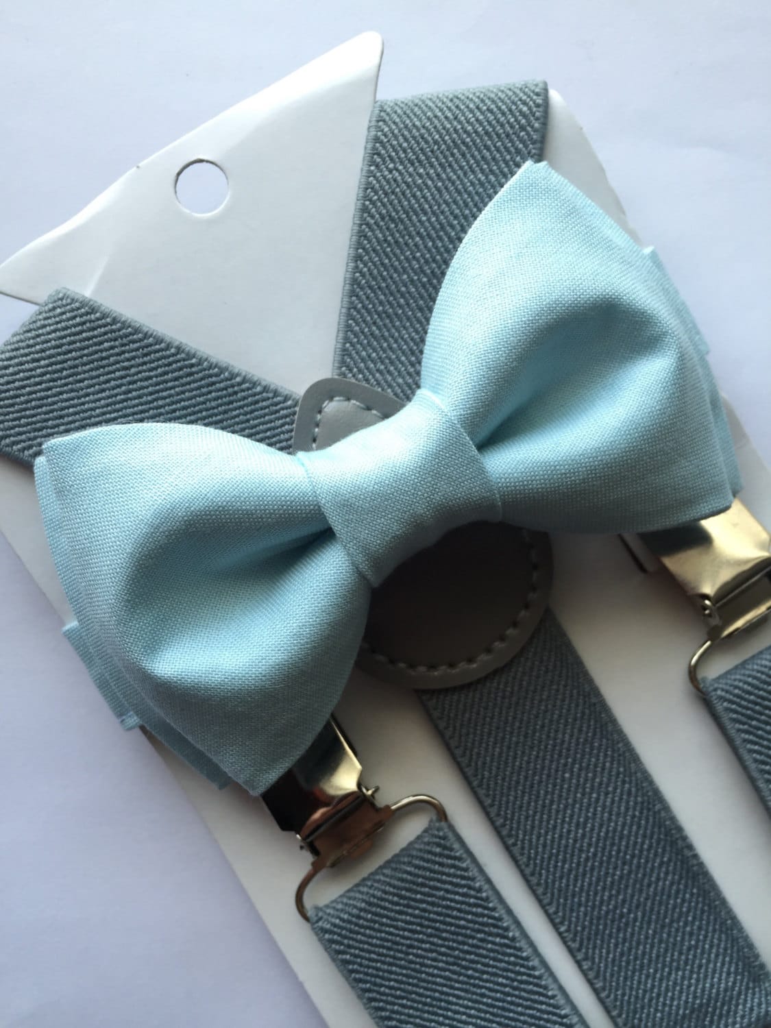 Light Blue Bow Tie and Grey Suspenders Set. Adult/Kids Etsy