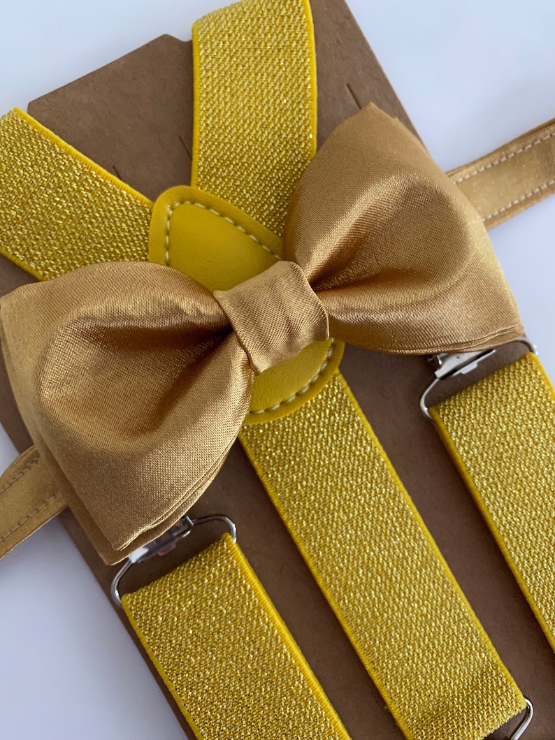 Gold Bow Tie and Glitter Gold Suspenders Set. /adults/ Kids Etsy