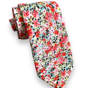Light Pink Green Spring Flowers Floral Necktie. Light  Pink Flowers NeckTie. Floral Easter Necktie, Bowtie Adults.