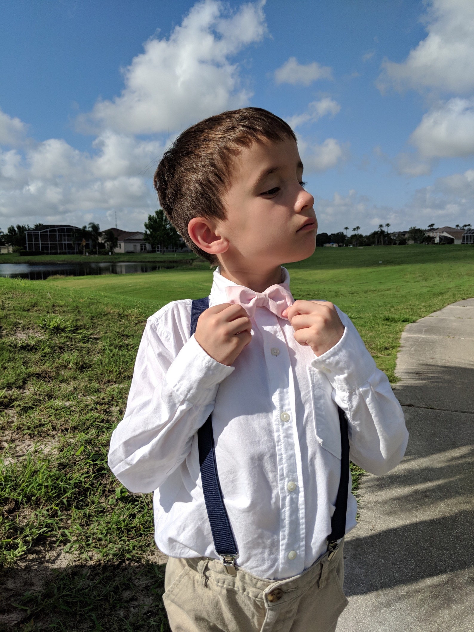 Blush Pink Bow Tie and Navy Blue Suspenders Set/ Two Piece Etsy