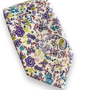 Spring Purple Floral Necktie. Lilac Flowers NeckTie. Floral Easter Necktie, Floral Bowtie Adults.