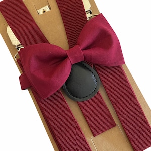 Burgundy/Maroon Bowtie/Suspenders Set. Burgundy Bow Tie Set!